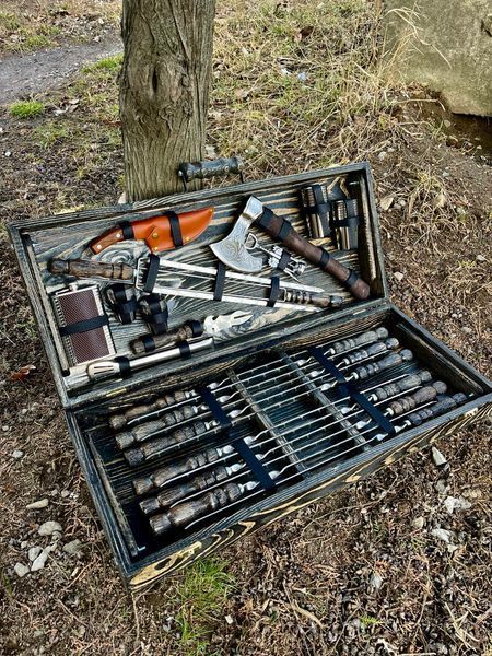 Набір шампурів у дерев'яному кейсі - Стрілець К - 10 фото